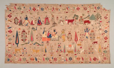 Rumal Decorated with Scenes of Krishna