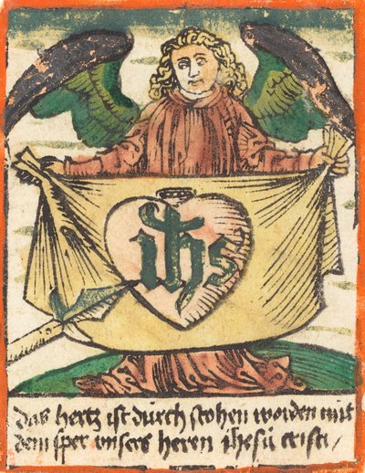 Sacred Monogram in a Sacred Heart on a Cloth Held by an Angel, c. 1480 by Unbekannt