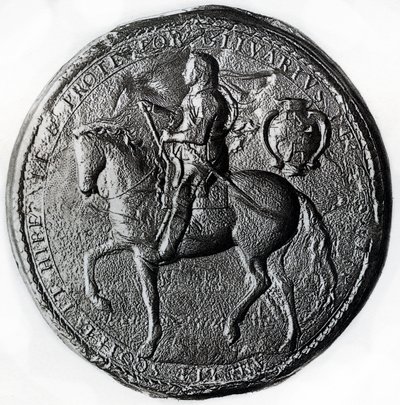Seal of the Protectorate with Oliver Cromwell on horseback, 17th century, 1899 by Unbekannt