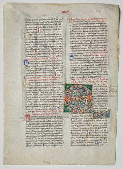 Single Leaf from a Decretum by Gratian: Decorated Initial Q[uidam habens filium obtulit] by Unbekannt