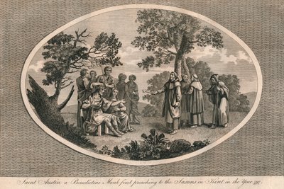 St Augustine, a Benedictine Monk, First Preaching to the Saxons in Kent, 597, 1793 by Unbekannt