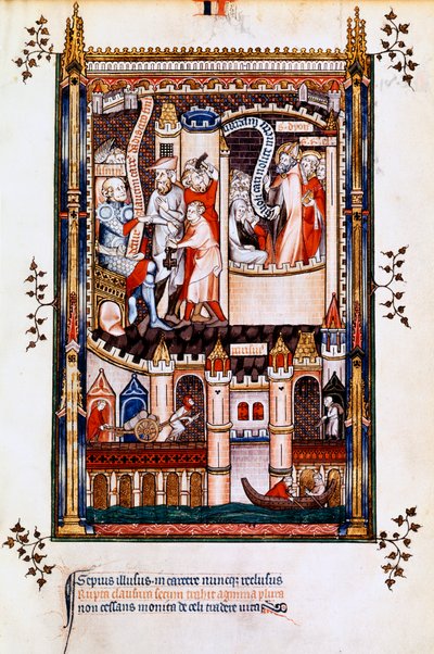 St Denis, St Rusticus and St Eleutherius in prison, 1317 by Unbekannt