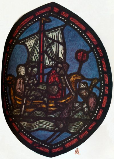 St Nicholas Window in the Jerusalem Chamber of Westminster Abbey: Nicholas and the False Pilgrim by Unbekannt