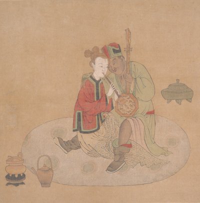 Tartar Officer with Blond Lady Playing Musical Instruments by Unbekannt