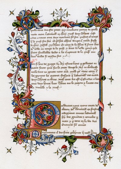 Text Page with Illuminated Initial Letter by Unbekannt