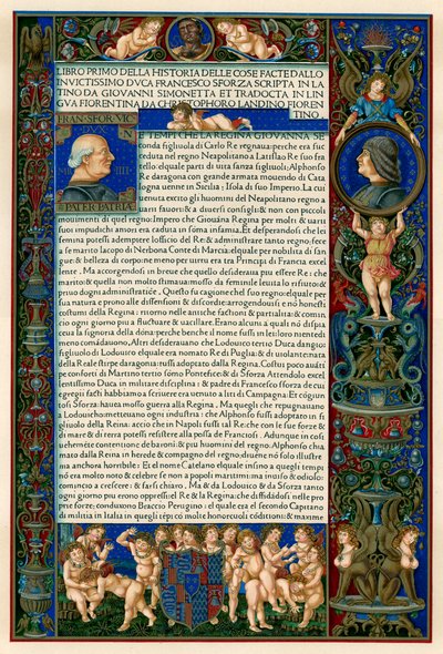 Text Page with Portraits of Francesco Sforza by Unbekannt
