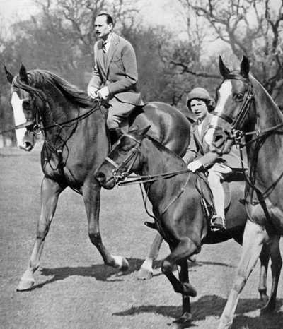 The Duke of Gloucester riding with Princess Elizabeth in Windsor Great Park by Unbekannt