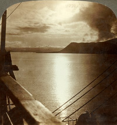 The Midnight Sun in July over Cliffs of Spitzbergen and Arctic Ocean by Unbekannt