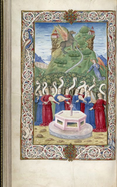 The Nine Muses with Pegasus and Mount Helicon from Argumentum by Guarinus Veronensis by Unbekannt