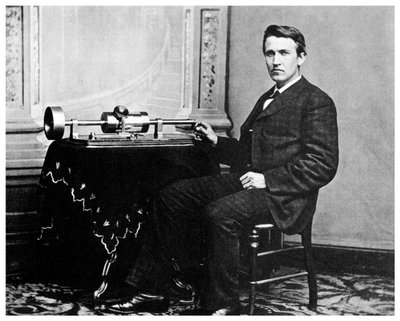 Thomas Alva Edison, American Inventor, with His Phonograph, c1878 by Unbekannt