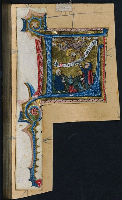 Three Cuttings from a Missal: Initial L with the Annunciation to the Shepherds by Unbekannt