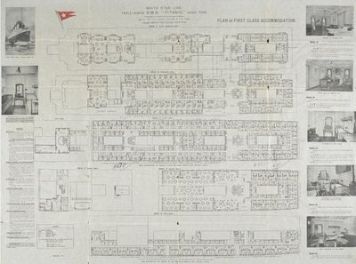 Titanic First Class Deck Plan by Unbekannt