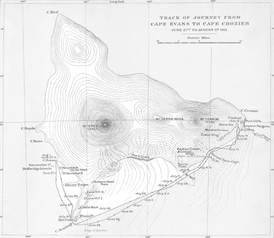 Track of Journey from Cape Evans to Cape Crozier - June 27th to August 1st 1911 by Unbekannt