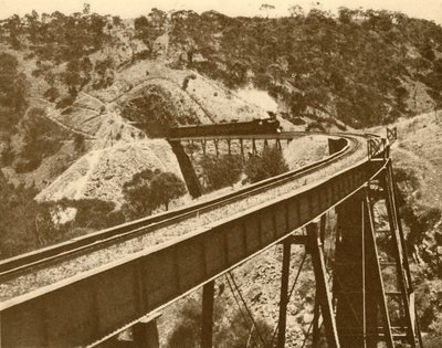 Train Passing Over Viaduct, Mount Lofty Range, South Australia by Unbekannt