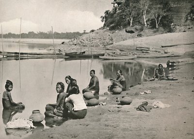 Typical Riverside Scene on the Great Irrawaddy - Women Bathing and Drawing Water by Unbekannt