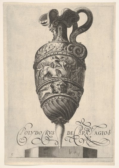 Vessel with Grotesque Masks, Griffins, and a Frieze Populated by a Bull and Men by Unbekannt