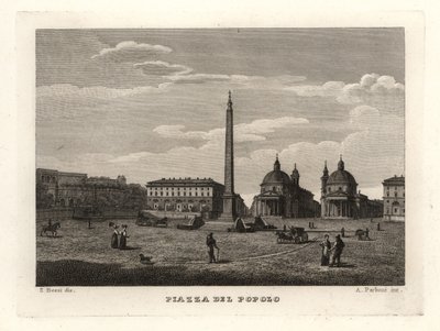 View of the Piazza del Popolo with ancient obelisk from Heliopolis by Unbekannt