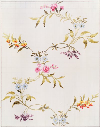 Floral design of carnations and roses for a silk material to be woven at Spitalfields, by Anna Maria Garthwaite, 1744 by Unbekannt Unbekannt