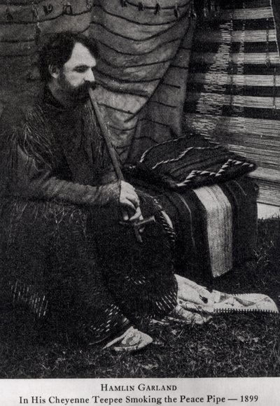 Hamlin Garland in his Cheyenne Teepee Smoking a Peace Pipe, from 
