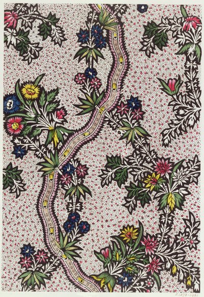 Textile design of plant forms and serpentine ribbons, c.1770 by Unbekannt Unbekannt