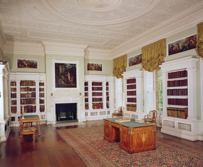 The library with Adam desk, c.1775, in the neo-classical style by Unbekannt Unbekannt