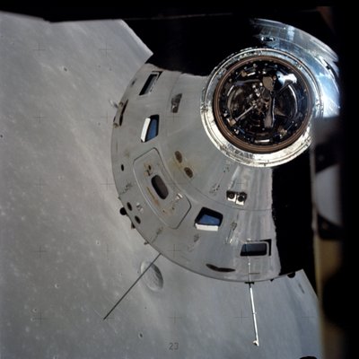 Apollo 17 Command/Service modules photographed from lunar module in orbit by Unbekannt
