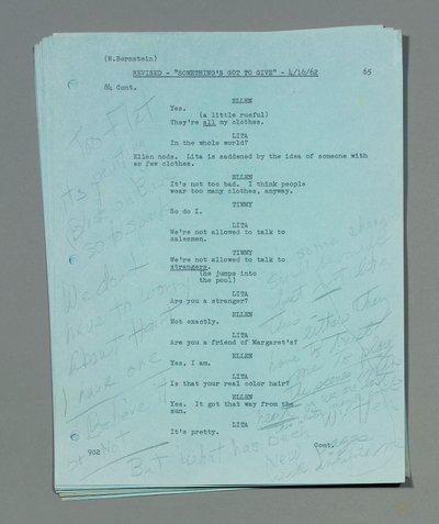 Collection of loose revised script sheets from Marilyn Monroe