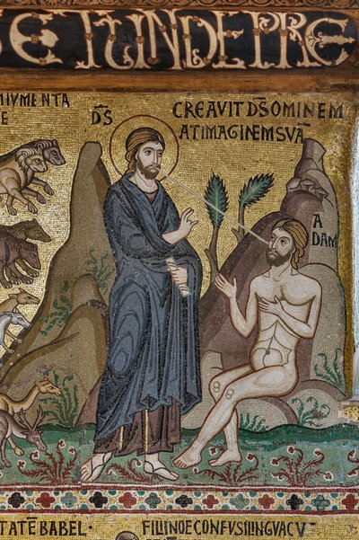 Cycle of mosaics on the Old Testament, cycle of the Creation: The Creation of Adam, XII century, The Palatine Chapel, The Royal Palace or Palazzo dei Normanni, Palermo, Sicily, Italy by Unbekannter Künstler