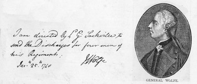 Handwriting and signature of General Wolfe, January 25 by Unbekannt