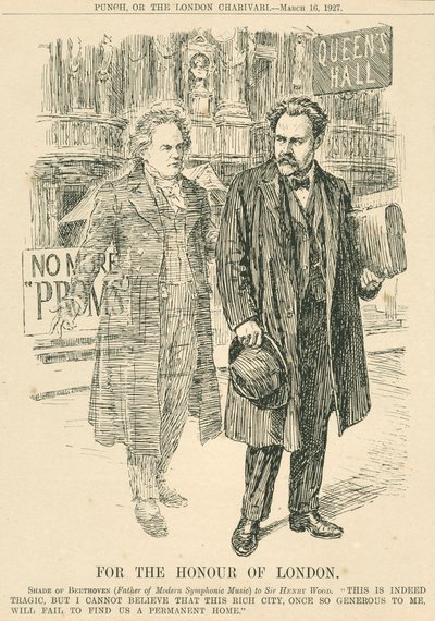 Henry Wood and the ghost of Beethoven in front of the Queen