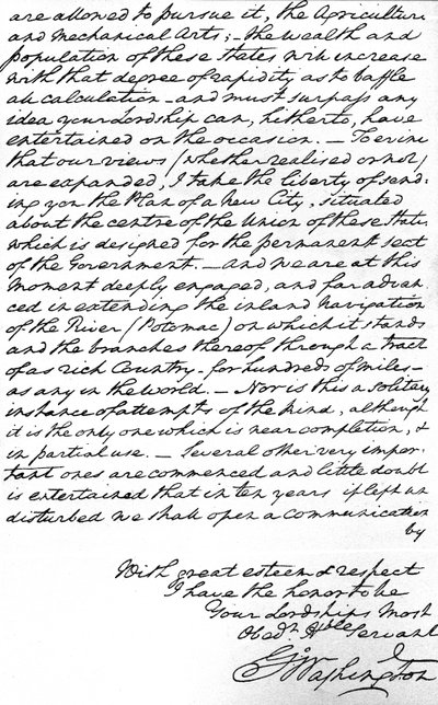 Letter from George Washington to the Earl of Buchan stating the principles for future American foreign policy by Unbekannt