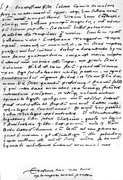 Letter Written in Latin from Erasmus to Nicolaas Everaerts Concerning the Marriage of Martin Luther by Unbekannt