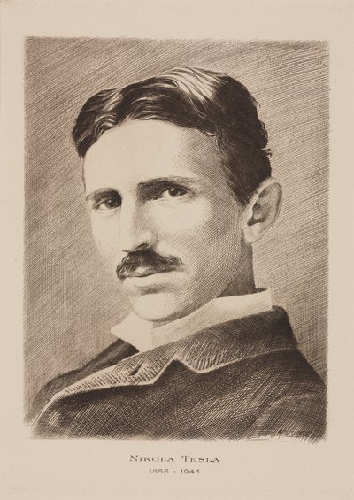 Nikola Tesla, Croatian born Serb engineer, physicist and inventor, c 1885 by Unbekannt