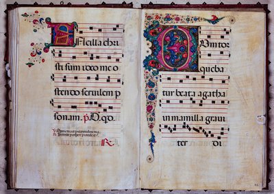 Piccolomini Library: choir book, cod.12.N, ff. 92v-93r with “Foliated initial” by Unbekannter Künstler