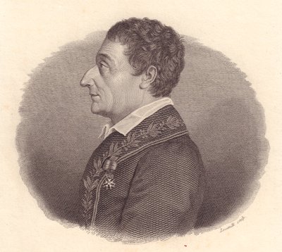 Portrait of Italian Mathematician and Astronomer Joseph-Louis Lagrange, or Giuseppe Lodovico Lagrangia (1736-1813), copper engraving by Locatelli from medal by William M. Timlin