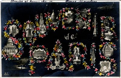 Souvenir of Paris with different city monuments - Postcard dated 1905 by Unbekannt
