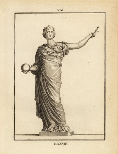 Statue of Urania, the muse of astronomy with globe and staff by Unbekannt