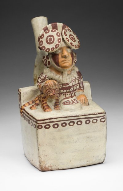 Vessel in the form of a seated ruler with a pampas cat by Unbekannt