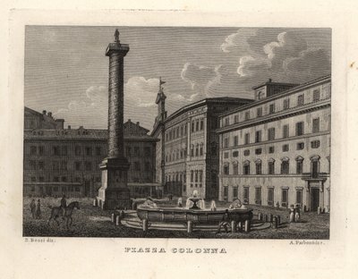 View of the Piazza Colonna with the Column of Marcus Aurelius, Rome by Unbekannt