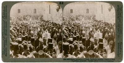 Easter Procession of the Greek Patriarch, Entering the Church of Holy Sepulchre, Jerusalem, 1903 by Underwood and Underwood