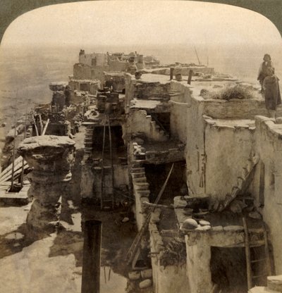 Wolpi, a Chief Pueblo of the Mysterious Moki Race Cliff Dwellers, Arizona, U.S.A., 1901 by Underwood and Underwood