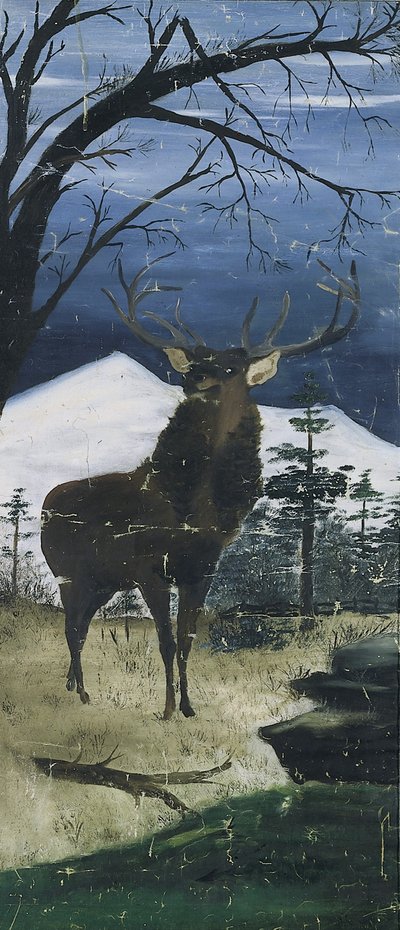 Stag in Winter Landscape by Unidentified