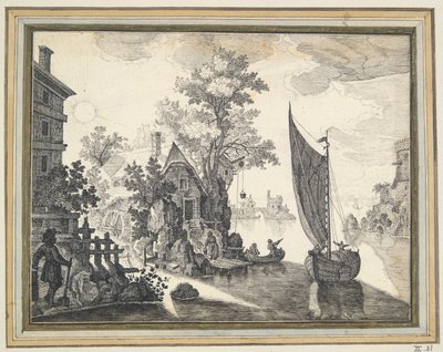 Fantastic Landscape with River and Watermill by Unknown