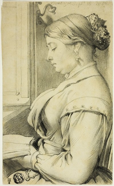 Half-Length Portrait of Woman Reading by Opera Window by Unknown