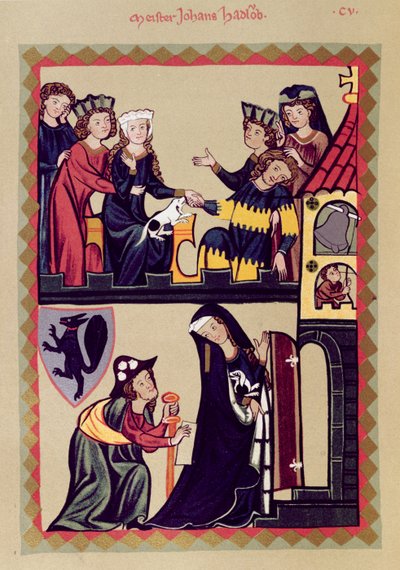 Meister Johannes Hadloub, Illustration from a Facsimile of the Manesse Codex, c.1305-40 by Unknown