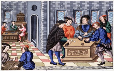 A Game House in the Renaissance Era Based on a Miniature about Vellum: Game from Now On. Chromolithography 19th Century by Unknown artist