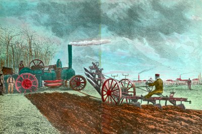 Agricultural work and progress: steam plowing by Unknown artist