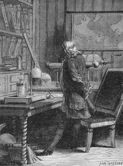 Benjamin Franklin in His Physics Lab in Philadelphia. In 