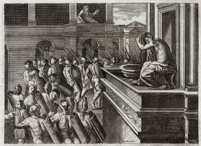Bible of Royaumont, Old Testament: Crime of David. David Desires Bathsheba and Kills Her Husband Uriah. Illustration from 1811 by Unknown artist