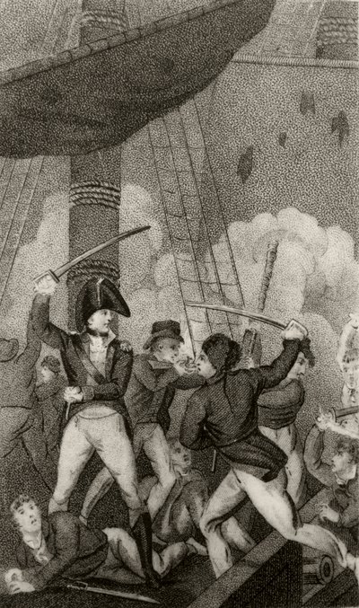 Blackbeard Boarding the Pearl, Commanded by Lieutenant Maynard by Unknown artist